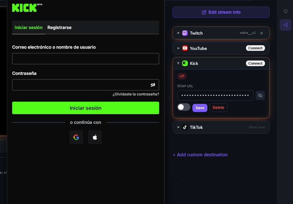 Twitch card with the Connect button