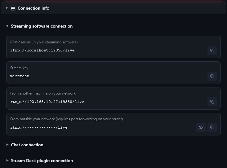 stream settings in OBS with Muxlyve's server/key