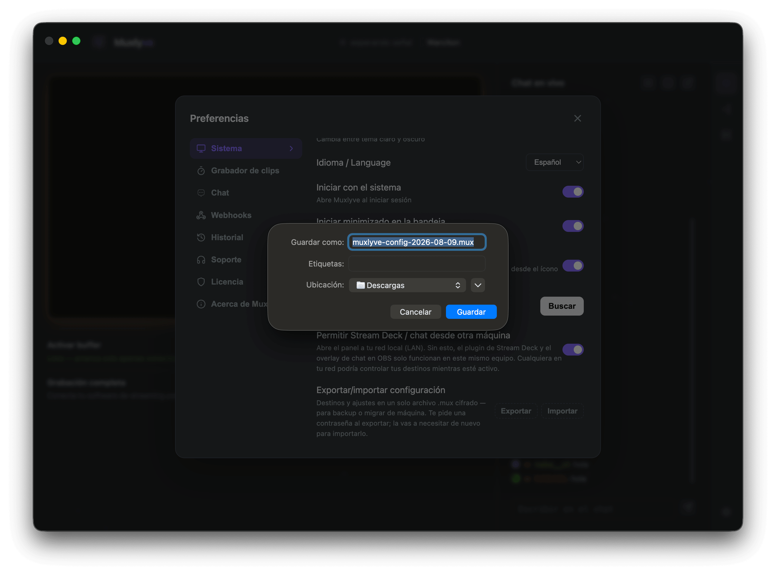 window to choose where to save the file
