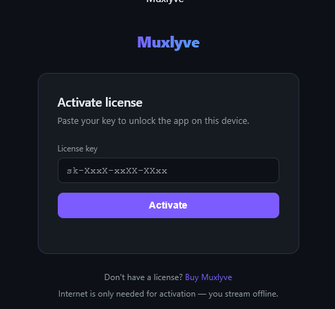 modal de ativação de licença