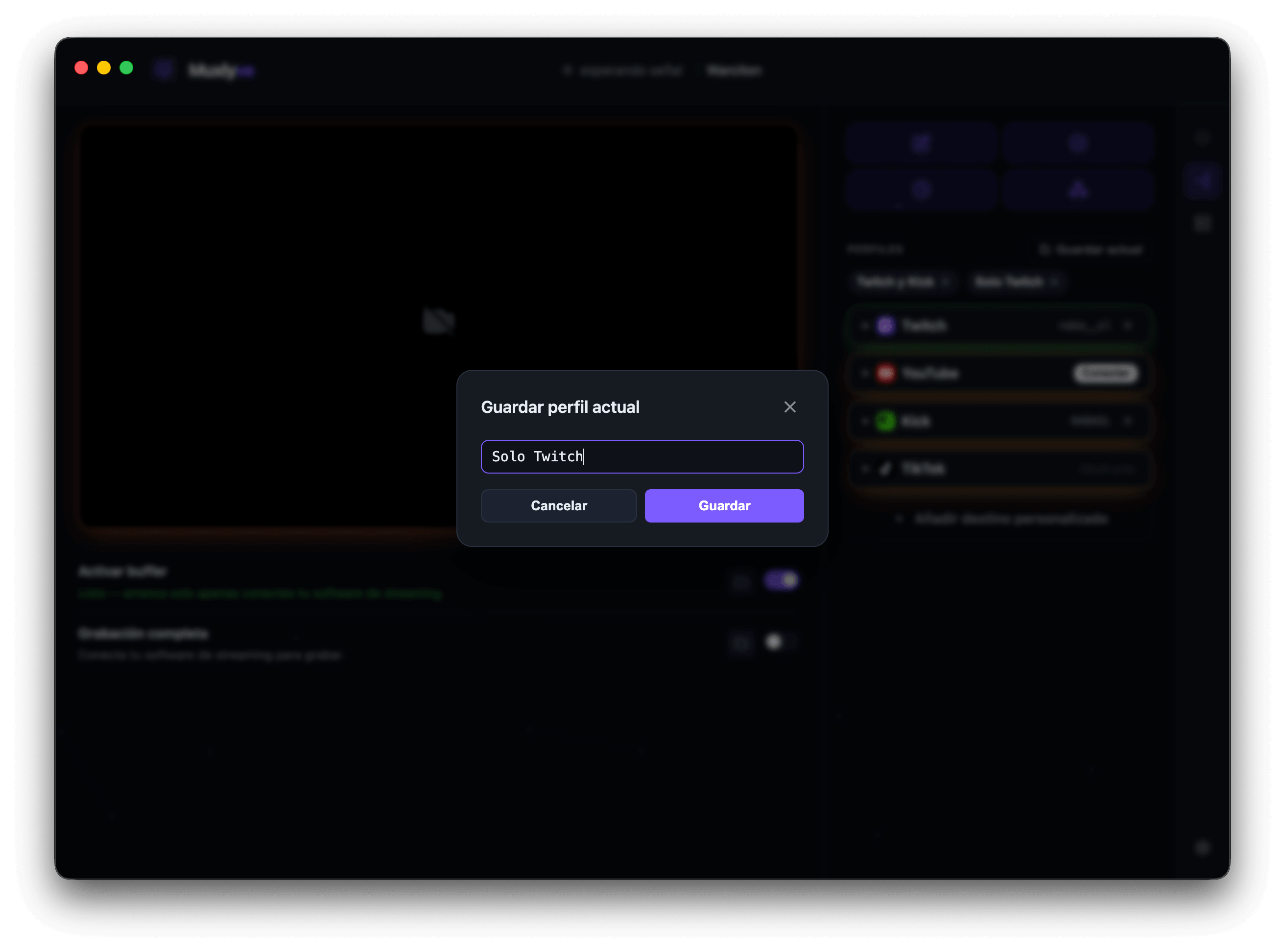 modal para criar perfil