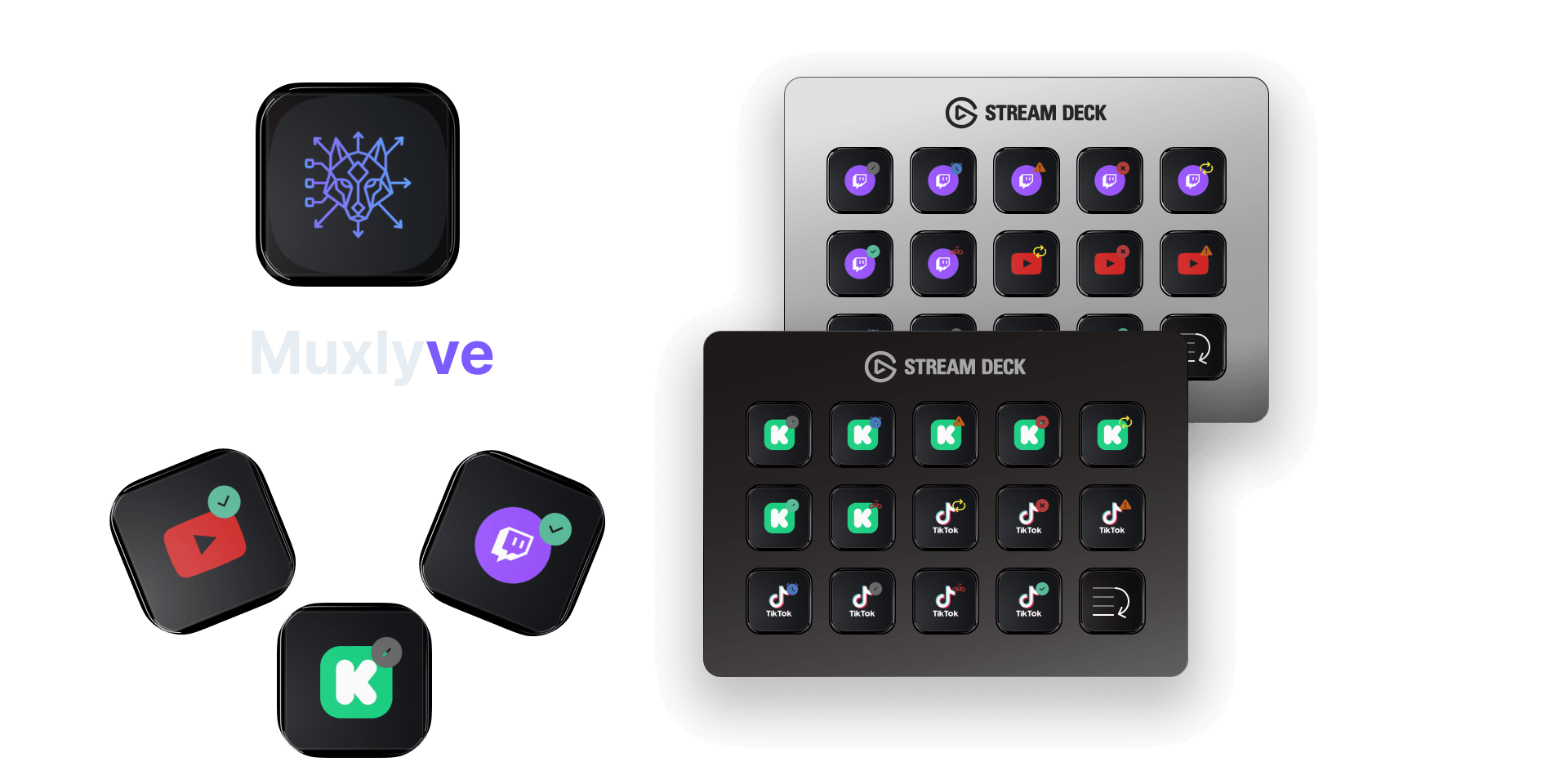 botões do Stream Deck com os ícones de cada plataforma