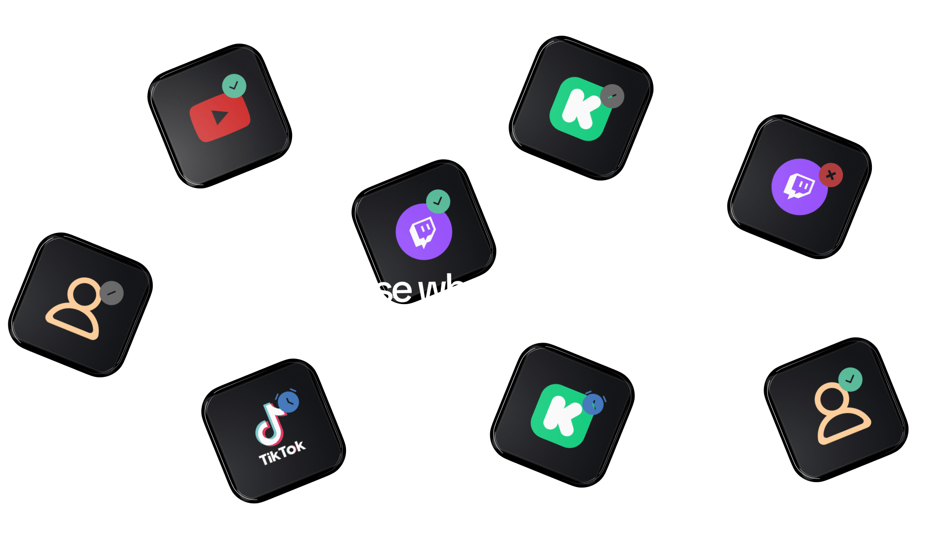 botões do Stream Deck com os ícones de cada plataforma